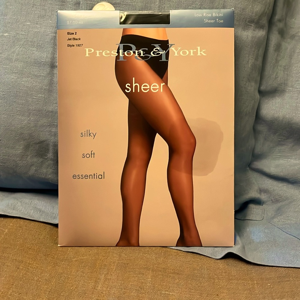 Preston & York Sheer Black Pantyhose - Size 2